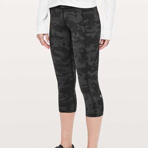 Lululemon Fast & Free Crop II *Nulux 19" - 4 Incognito Camo Multi Grey